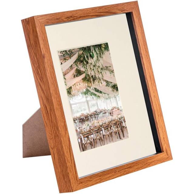 8" x 10" Dark Wood 3D Box Photo Frame - with 4" x 6" Mount - Ivory Mount