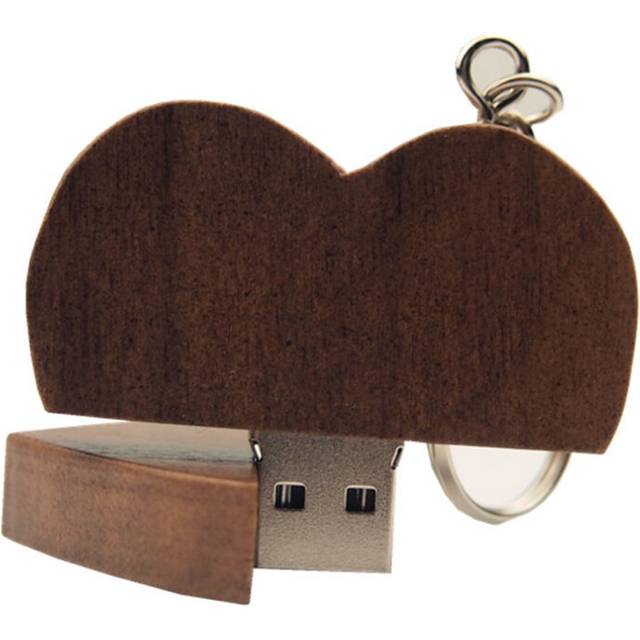 Walnut Wooden Love Heart USB + BOX USB Flash Drive 2.0 Pendrive 16GB Memory Stick 64GB Pen Drive for Wedding Gifts