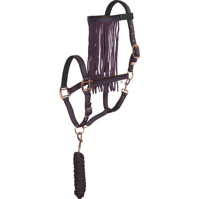 Nylon halter and lead rope set for horse with fly browband Imperial Riding - Rouge
