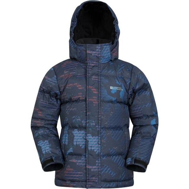 Mountain Warehouse Childrens Unisex Childrens/Kids Snow II Printed Water Resistant Padded Jacket (Black) - Dark Blue - Size 7-8Y