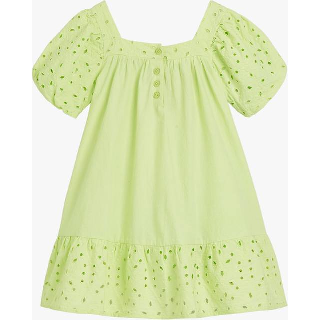 Whistles Kids' Broderie Trapeze Dress, Lime