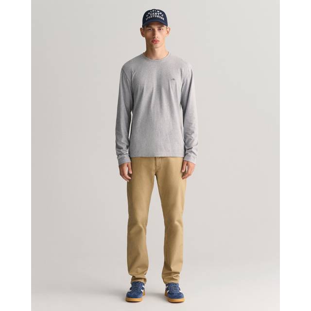 GANT Slim Fit Tech Prep Chinos - W32R, Dark Khaki