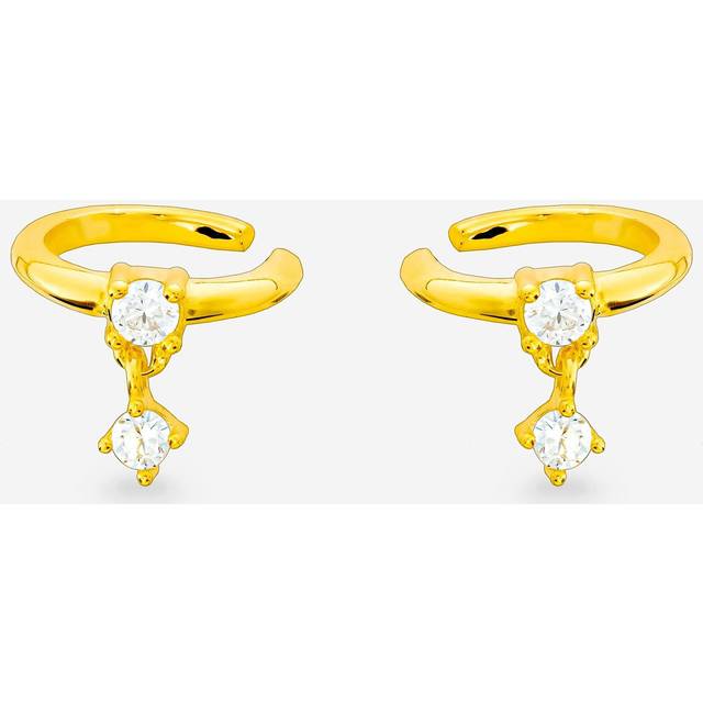 Womens 18k Gold Ear Cuffs With Cubic Zirconia Stone Charms - Metallics - One Size
