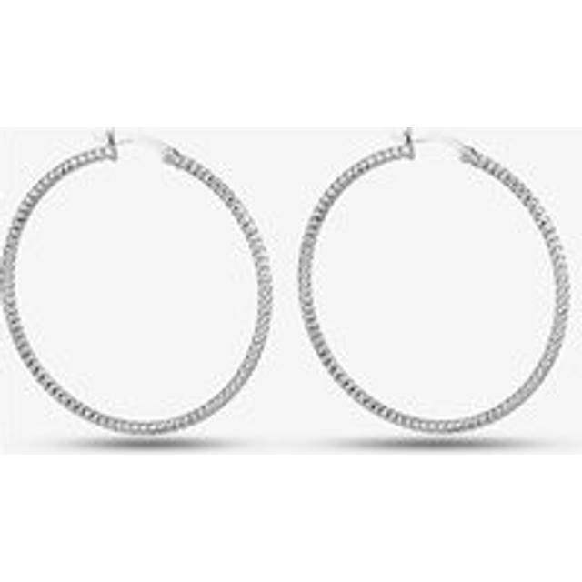Sterling Silver 45mm Diamond-Cut Hoop Earrings 8.51.2829