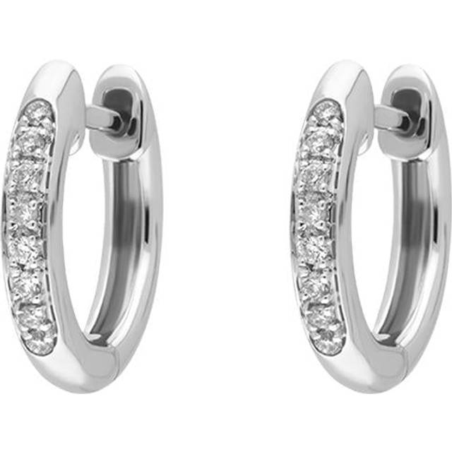 18ct White Gold Diamond Small Hoop Earrings