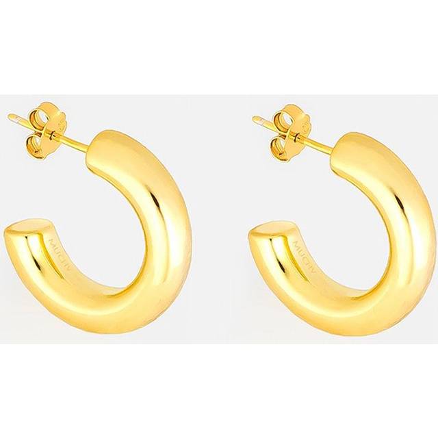 Womens 18k Gold Thick Small Hoop Earrings - Metallics - 2cm