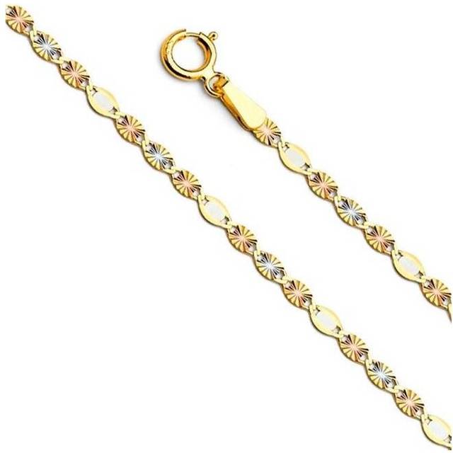 22 in. 14K Tri-tone Gold 2.6 mm Diamond-Cut Valentino Chain Necklace
