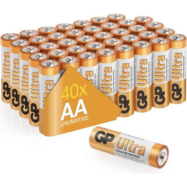 AA Batteries pack of 40 by GP AA Batteries Ultra Alkaline - 10 year shelf life, ideal for everyday hungry devices, long lasting power, anti-