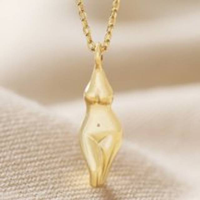 Feminine Figure Pendant Necklace in Gold - gold - one size