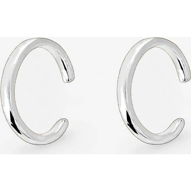 Womens Sterling Silver Adjustable Thin Smooth Ear Cuffs - Grey - One Size