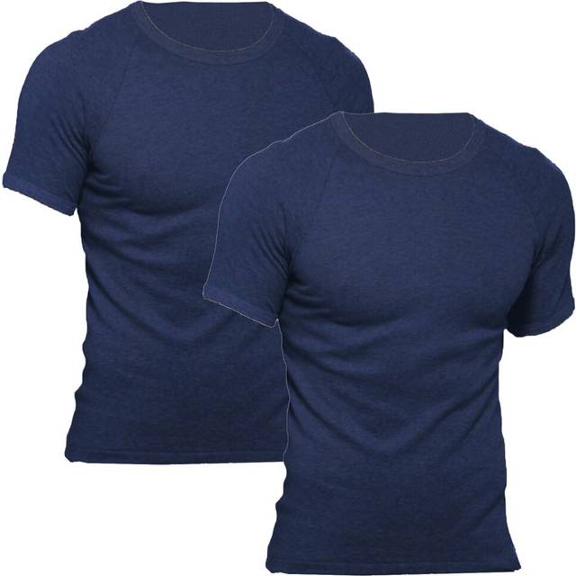(4XL - 26) 2 Pack Bonds Crew Neck Tee Raglan Blank Plain Basic Mens Navy Blue Tshirt Top