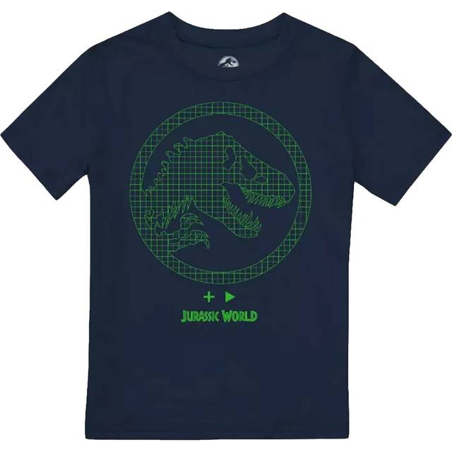 (12-13 Years, Navy) Jurassic World Boys Neon Gamer T-Shirt
