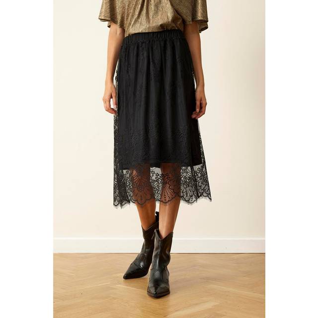 IN Front, Kjol, Dam, XL, Polyester, Paula Kjol i Vacker Spets - black (XL)