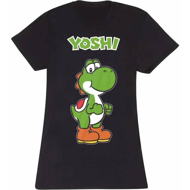 (L, Black) Super Mario Unisex Adult Yoshi Fitted T-Shirt