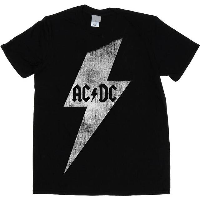 (S, Black) AC/DC Mens Lightning Bolt Cotton T-Shirt