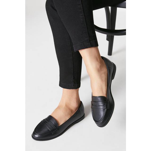 Womens Wide Fit Lara Penny Loafers - Black - 3