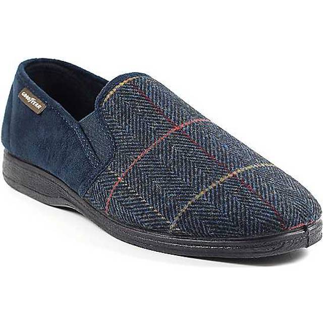 Goodyear Harrison Mens Full Slippers Colour: Navy Tweed, Size: 12 / 46