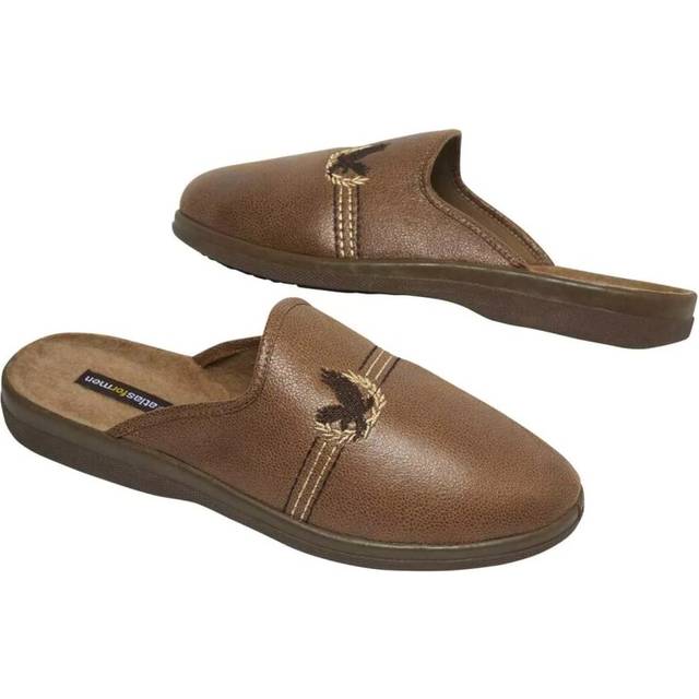 Stitched Fleece Lined Slippers - Light Brown - 6.5