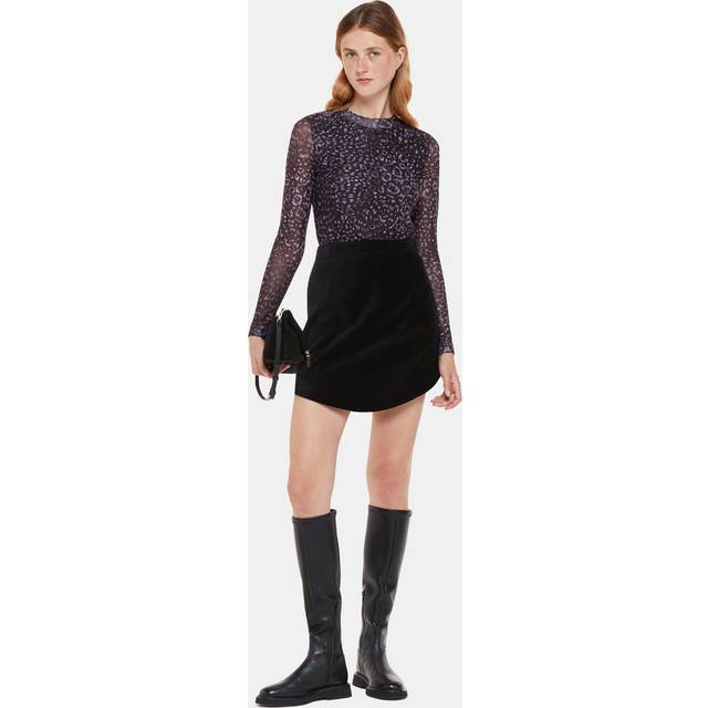 Whistles Womens Black A-line Curved-hem Velvet Mini Skirt 8 - BLACK