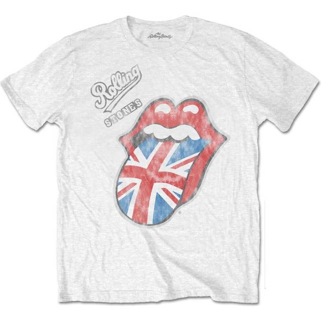 (L, White) The Rolling Stones Unisex Adult Union Jack Logo T-Shirt