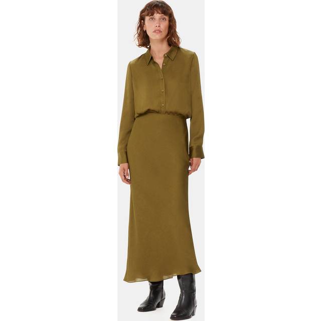 Khaki Satin Bias Cut Skirt - Green (20)