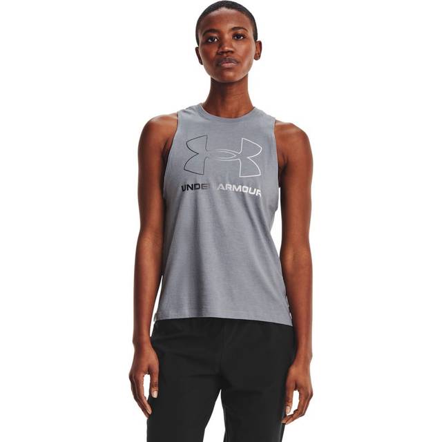 Under Armour Rival Women's Tank Steel Medium Heather / Black / Black XS - Gray