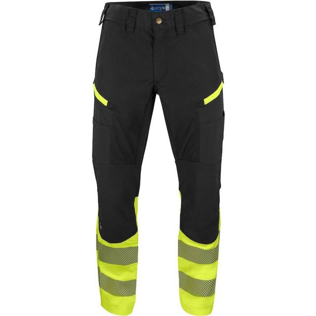 (36T, Yellow/Black) Projob Unisex Adult Stretch Stripe High-Vis Work Trousers