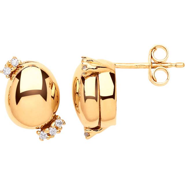 Jewelco London Ladies Gold-Plated Sterling Silver white Cubic Zirconia Golden Egg Drop Earrings - GVE597GOLD