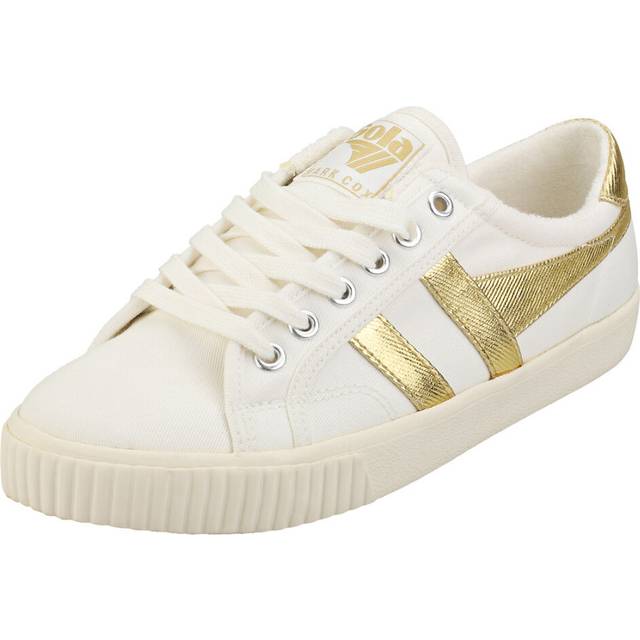 (Off White Gold, UK 6) Gola Tennis Mark Cox Womens Ladies Canvas Trainers Plimsolls Gold