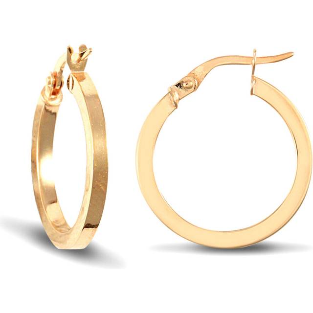 Jewelco London Ladies 9ct Yellow Gold Square Tube 2mm Hoop Earrings 20mm - JER673B