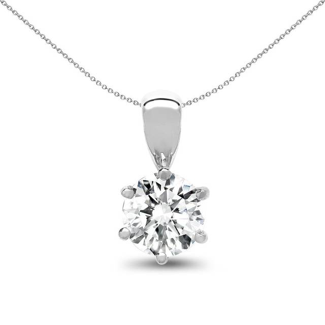 Jewelco London Solid 18ct White Gold 6 Claw Set Round G SI1 0.25ct Diamond Classic Solo Solitaire Pendant - 18P007-025