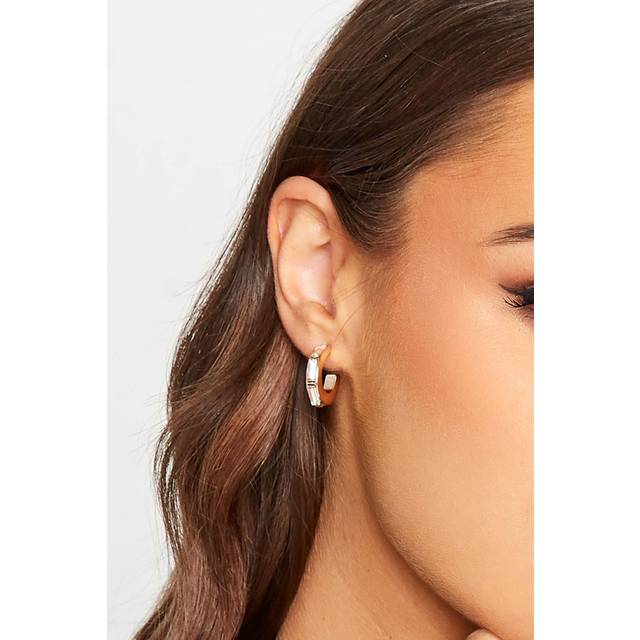 Diamante Small Gold Hoop Earrings - One Size