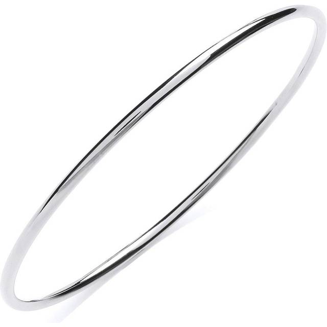 Jewelco London Ladies Sterling Silver Polished Round Tube Bangle Bracelet 2mm - GVG215RH