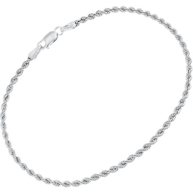 Jewelco London 9ct Yellow Gold Rope Chain Bracelet 2mm 7.25 inch 18cm - 040AXLHVCY-7.25