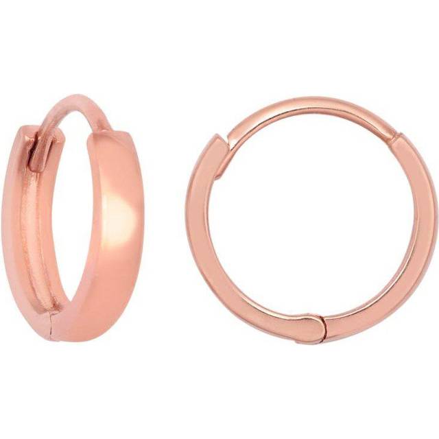 Jewelco London Ladies Solid 9ct Rose Gold Domed Polished Huggie Hoop Earrings, 10mm - JER811