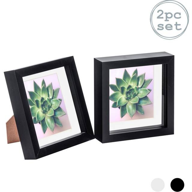 Nicola Spring - 3D Box Photo Frames - Mount - White (17.5cm H x 17.5cm W x 3.5cm D)