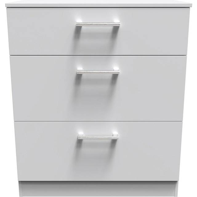 Welcome Furniture Ready Assembled Devon 3 Drawer Deep Chest In Grey Matt, Grey
