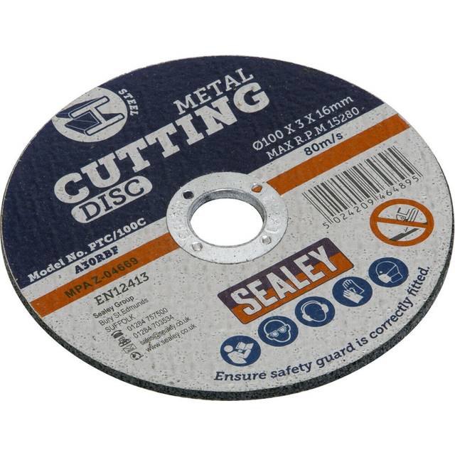 100 x 3mm flat metal cutting disc - 16mm bore - heavy duty angle grinder disc