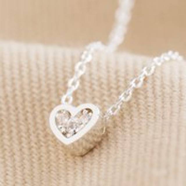 Tiny Crystal Heart Pendant Necklace in Silver - silver - one size