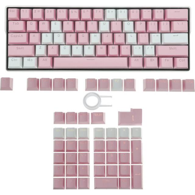 (White & Pink) 111 Keys Color Matching Keycap Set OEM Profile ABS Translucent Keycaps for Mechanical Keyboards