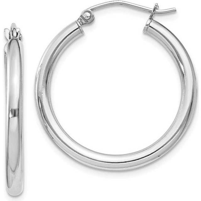 Reflection Beads QE4385 2.5 mm Sterling Silver Rhodium-Plated Round Hoop Earrings - Polished