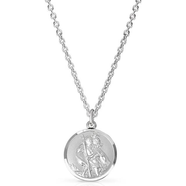 John Greed Signature Silver Round St Christopher Necklace - silver