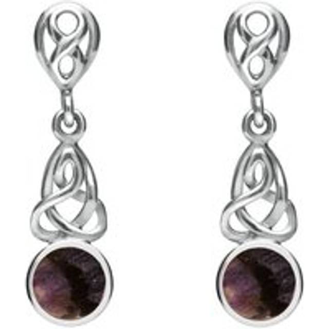 Sterling Silver Blue John Round Celtic Dropper Earrings - Option1 Value Silver