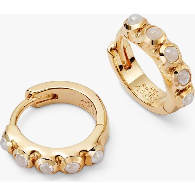 Mini Pearl Huggie 18ct Gold Plated Earrings SE09_GP
