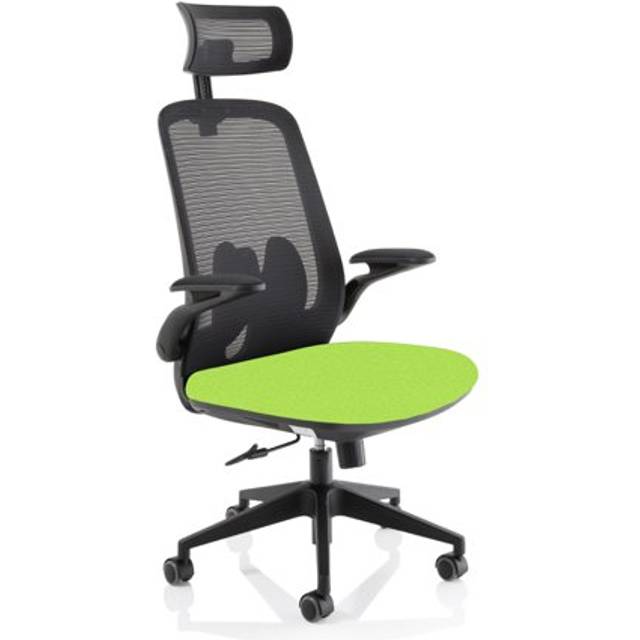 Sigma Executive Fabric Seat Myrrh Green Mesh Chair With Folding Arms