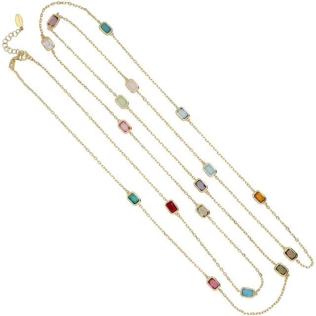 Venice Rainbow 120Cm Necklace Gold - Blue - One Size