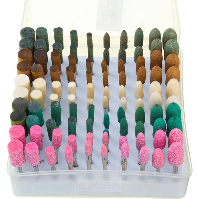 100pcs 5 Different Assorted Mounted Point Stone Rubber Grinding Head Polishing Wheel Wool Felt Dremel Drill Rotary Tool