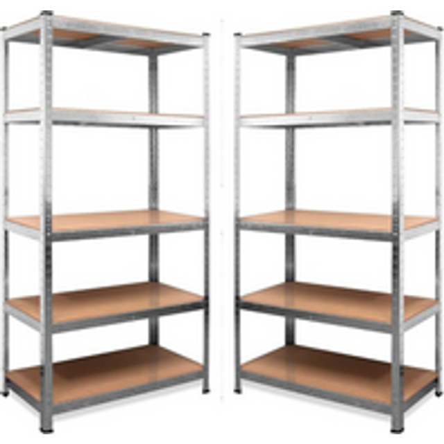 Samuel Alexander 90 x 180cm Set of 2 Heavy Duty Garage Shelving Unit - Silver - 45 x 90 x 180cm