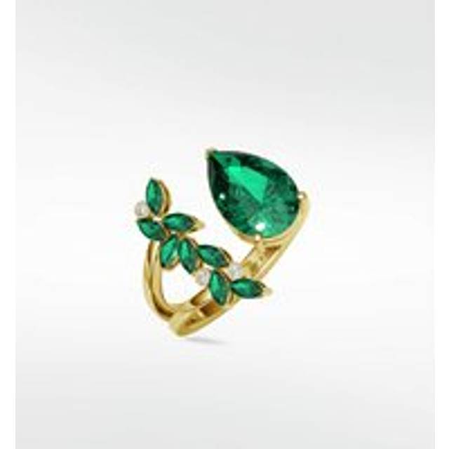 Veto Emerald Open Petal Cocktail Ring