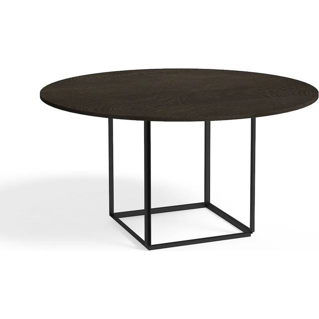 New Works Florence round dining table Smoked oak. ø145 cm. black stand